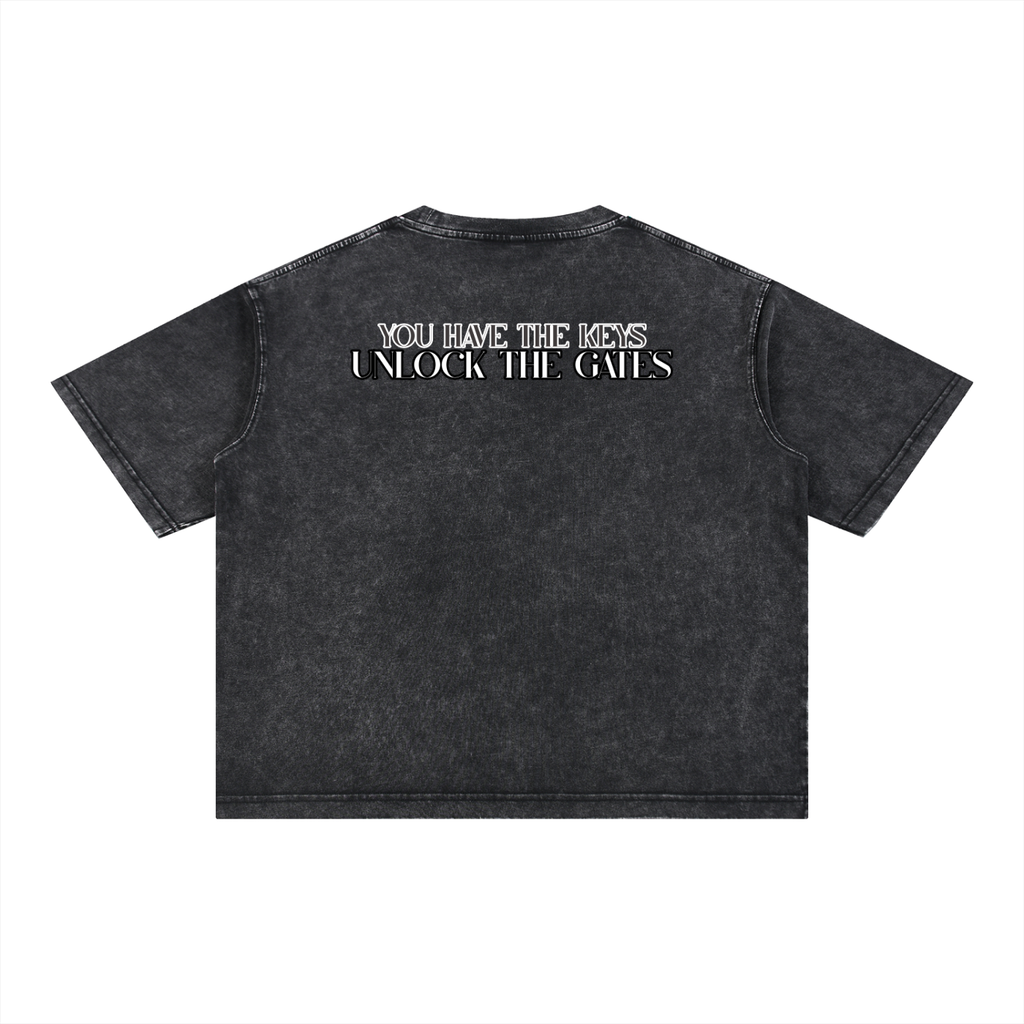 The Kingdom Awaits Boxy Tee - Washed Black