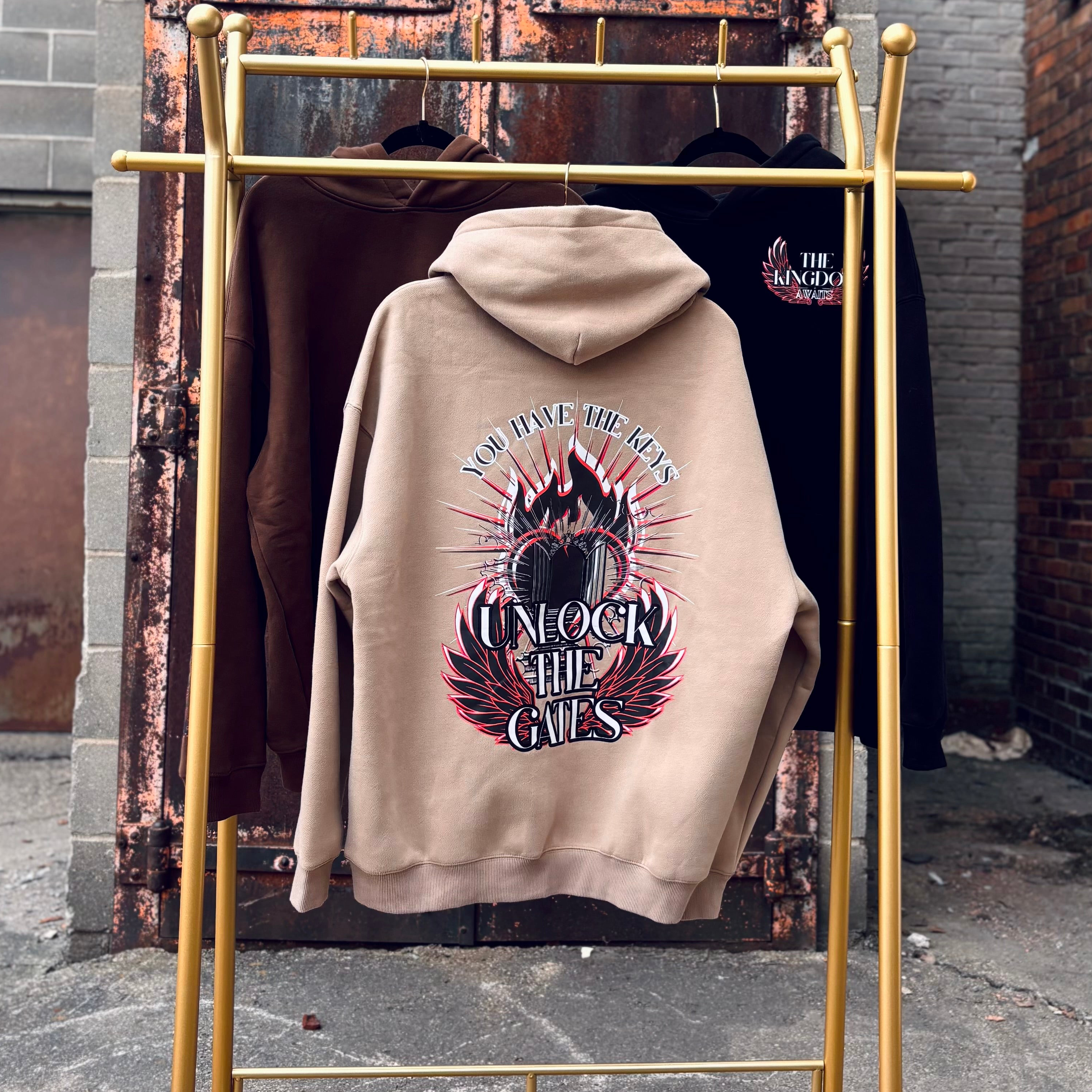 The Kingdom Awaits Fleeced Hoodie- Apricot