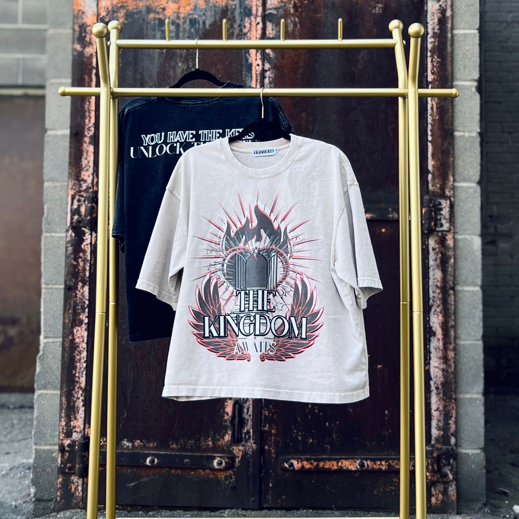 The Kingdom Awaits Boxy Tee- Washed Apricot