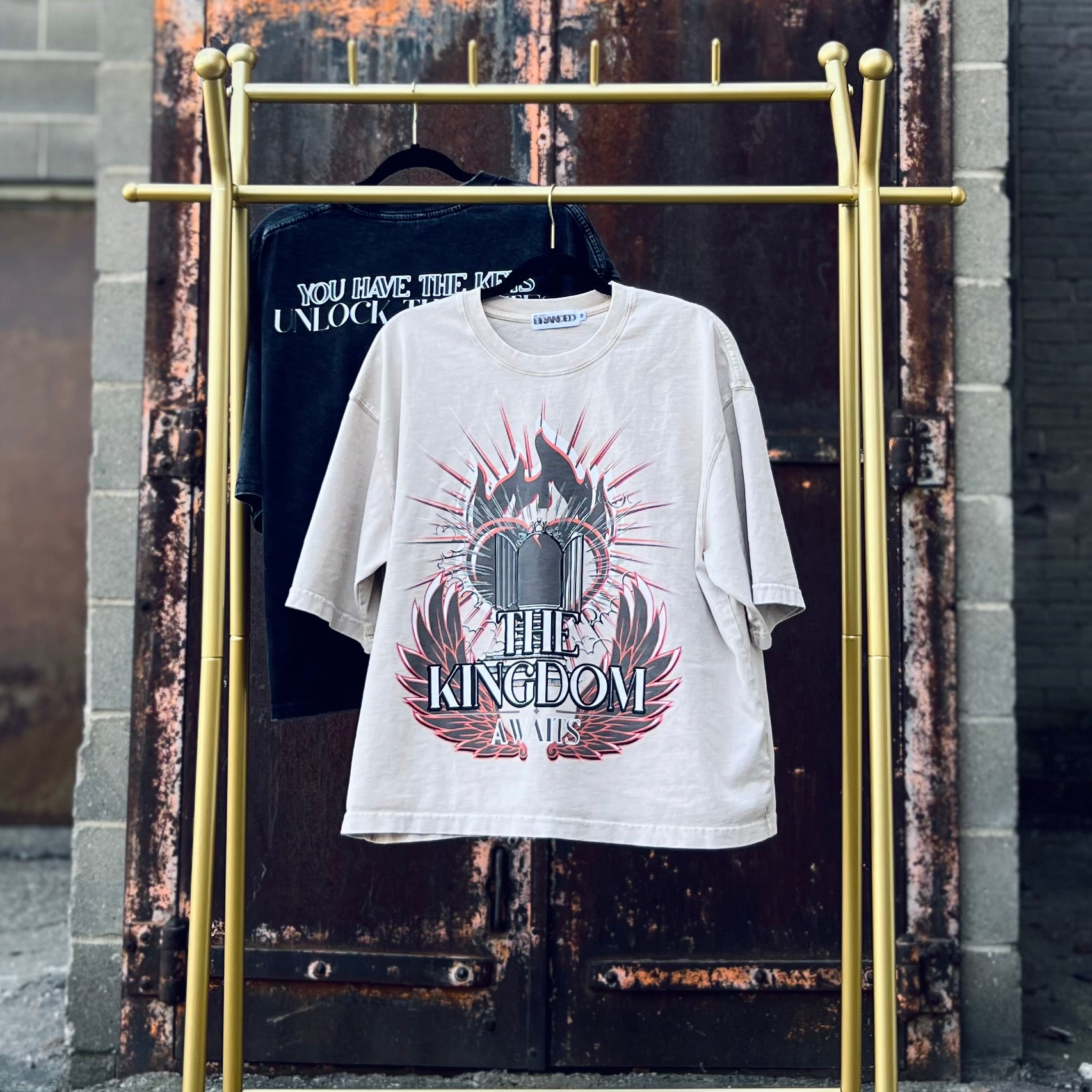 The Kingdom Awaits Boxy Tee- Washed Apricot