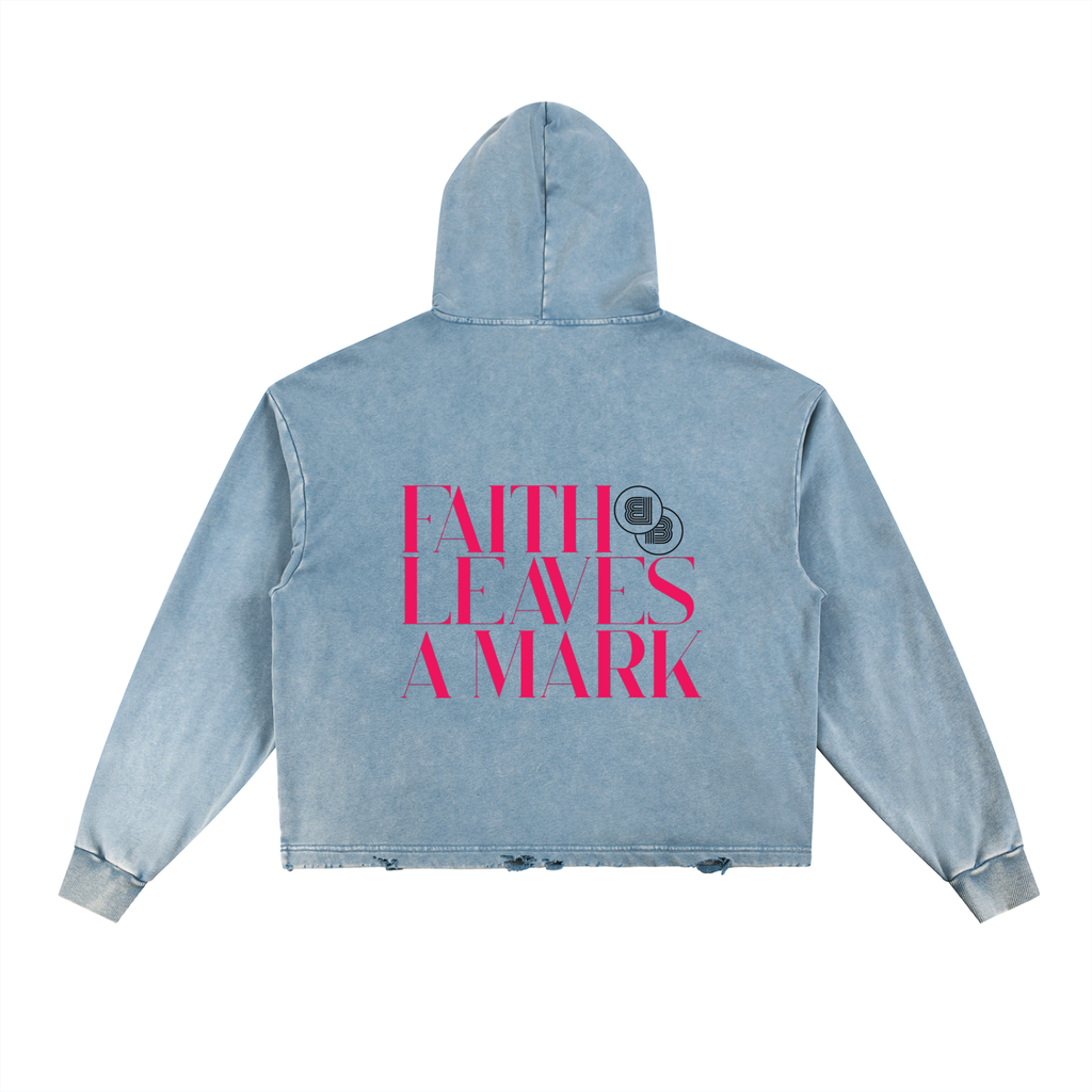 Leave A Mark - Vintage Washed Frayed-Hem Hoodie